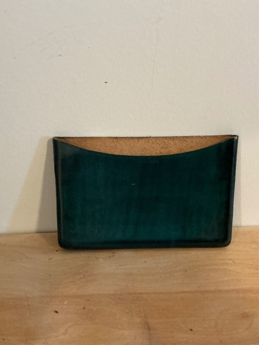 Dark Green Card/receipt Leather case.  Italy.